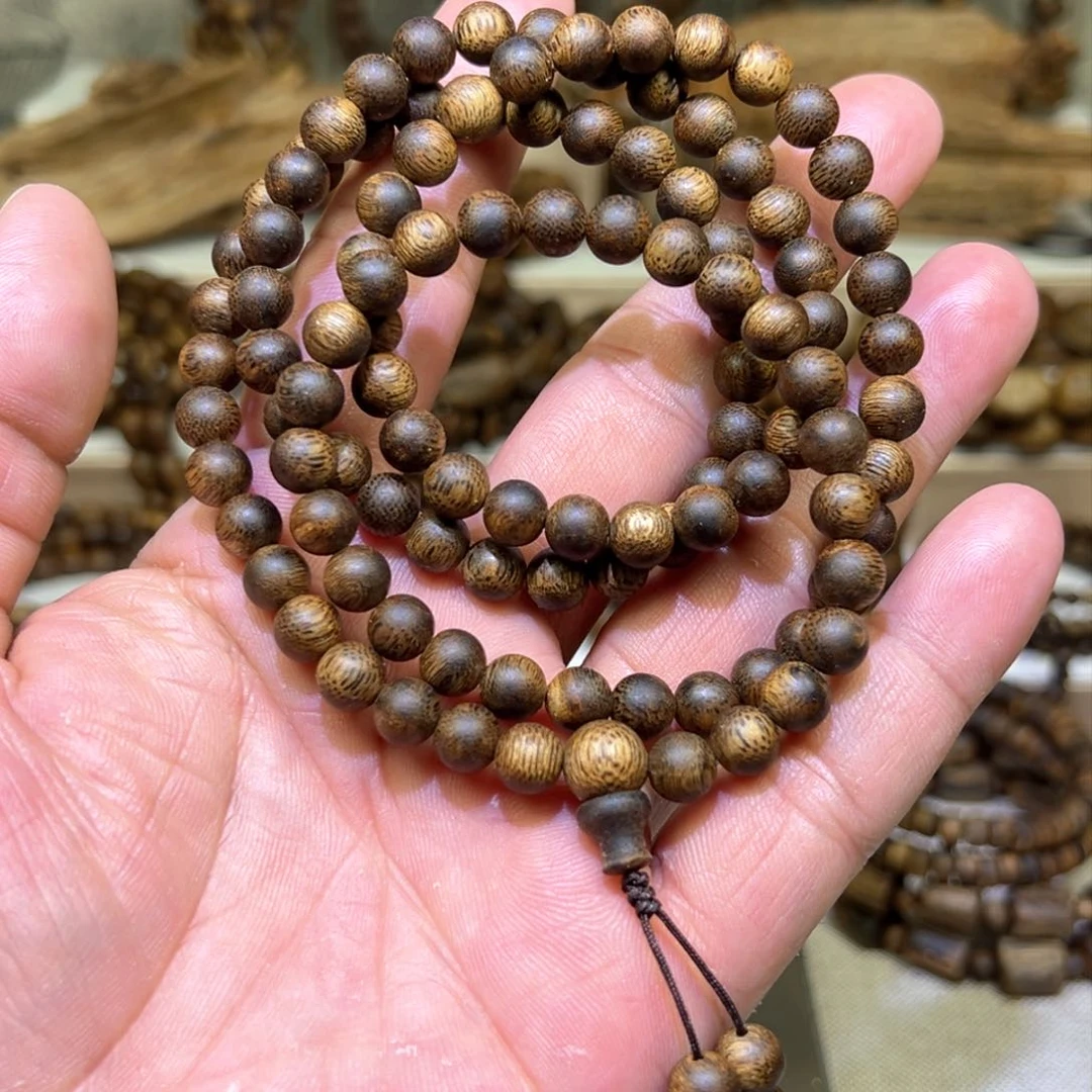 沉香沉香碎屑奇楠沉香7mm圆珠108颗19g+多样发其一