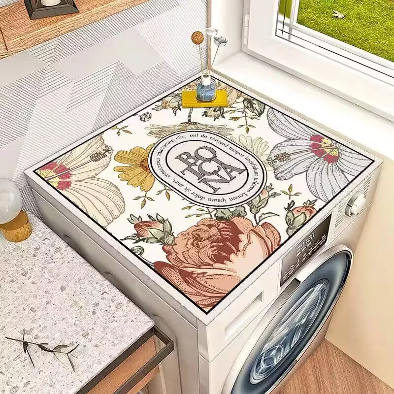 滚筒式全自动洗衣机盖布防水防晒双开门冰箱防尘罩套简约皮革垫子