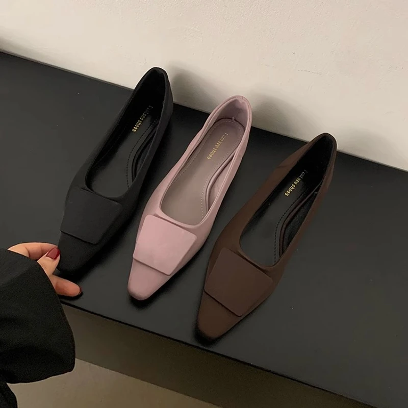 韩版气质浅口单鞋通勤鞋女2025春夏新款一脚蹬女鞋低跟鞋子法式