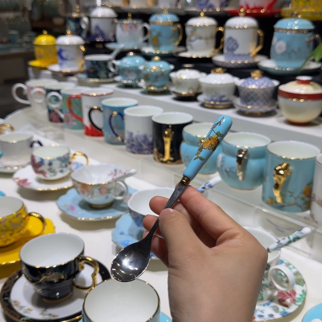 莹****玻璃西湖蓝咖啡勺夫人瓷