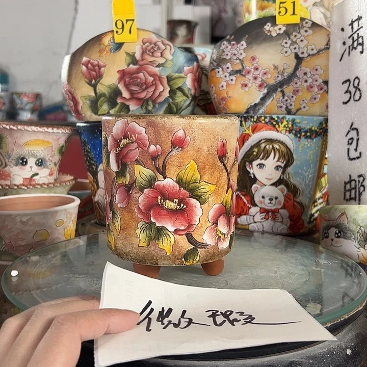 满38包邮 景德镇幸运花盆