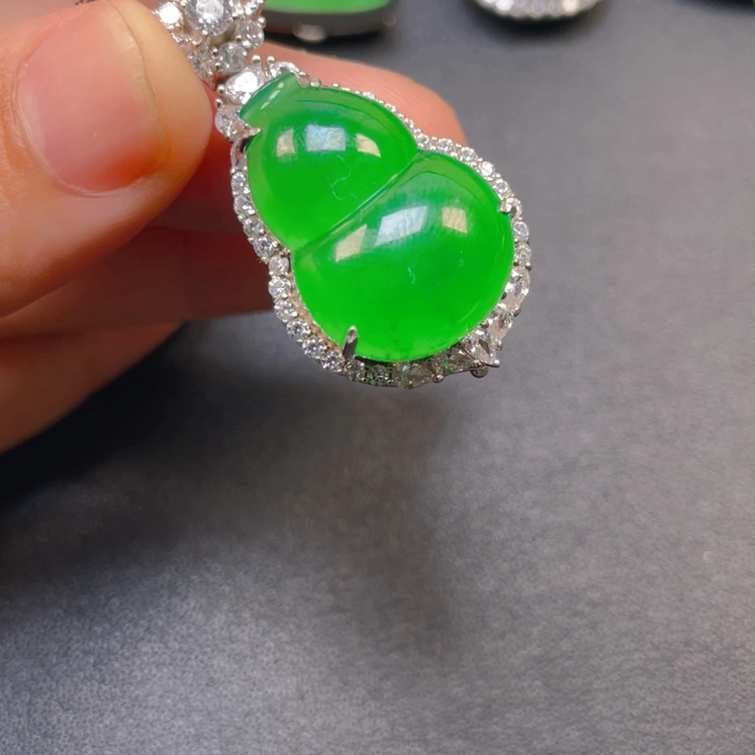 翡翠银S925镶嵌吊坠(不含链)