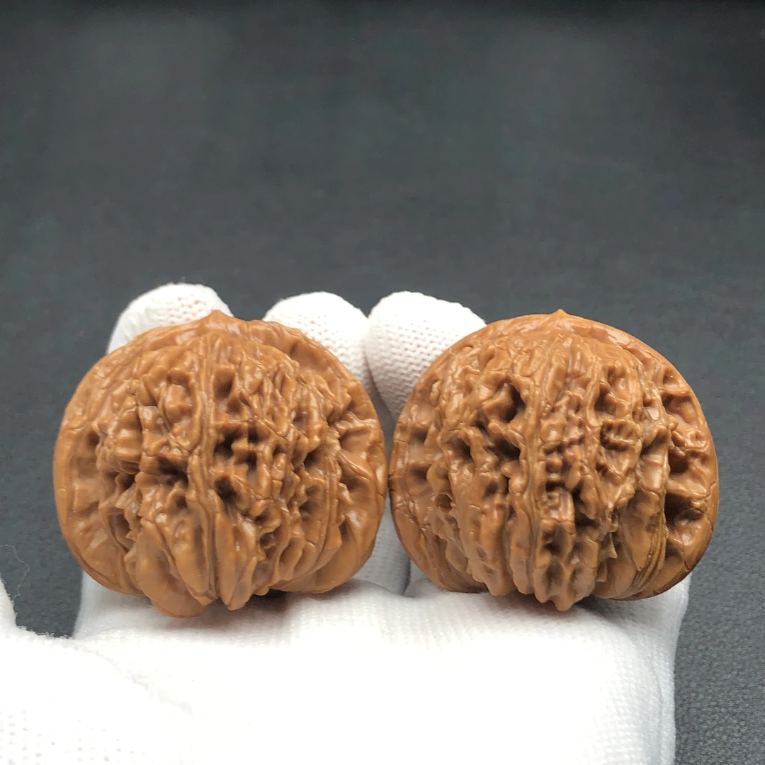 文玩核桃手把件 四座楼狮子头 一物一图W641-211号 42/40/37mm