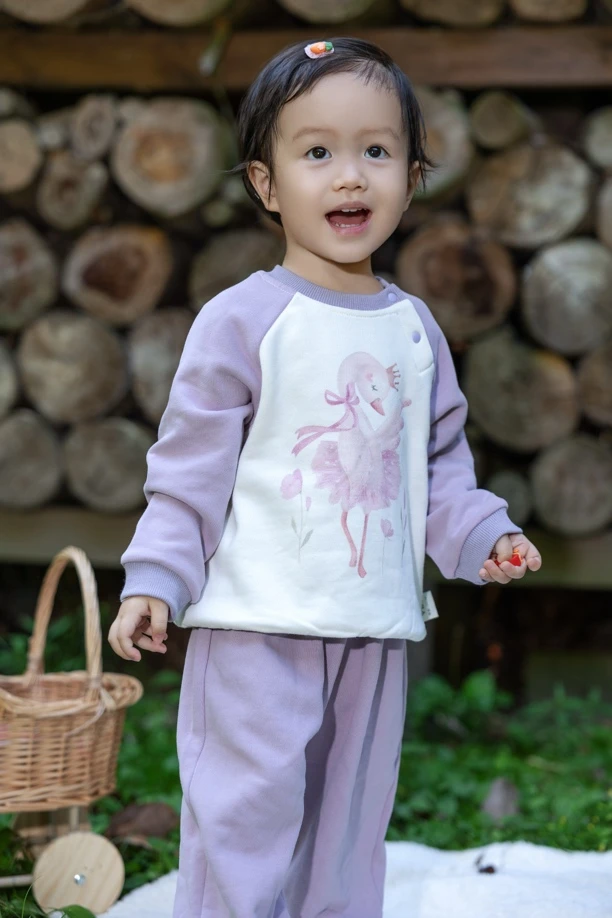 秋裤新款婴幼儿套装天鹅插肩运动套装91625007宝宝纯棉儿童秋冬