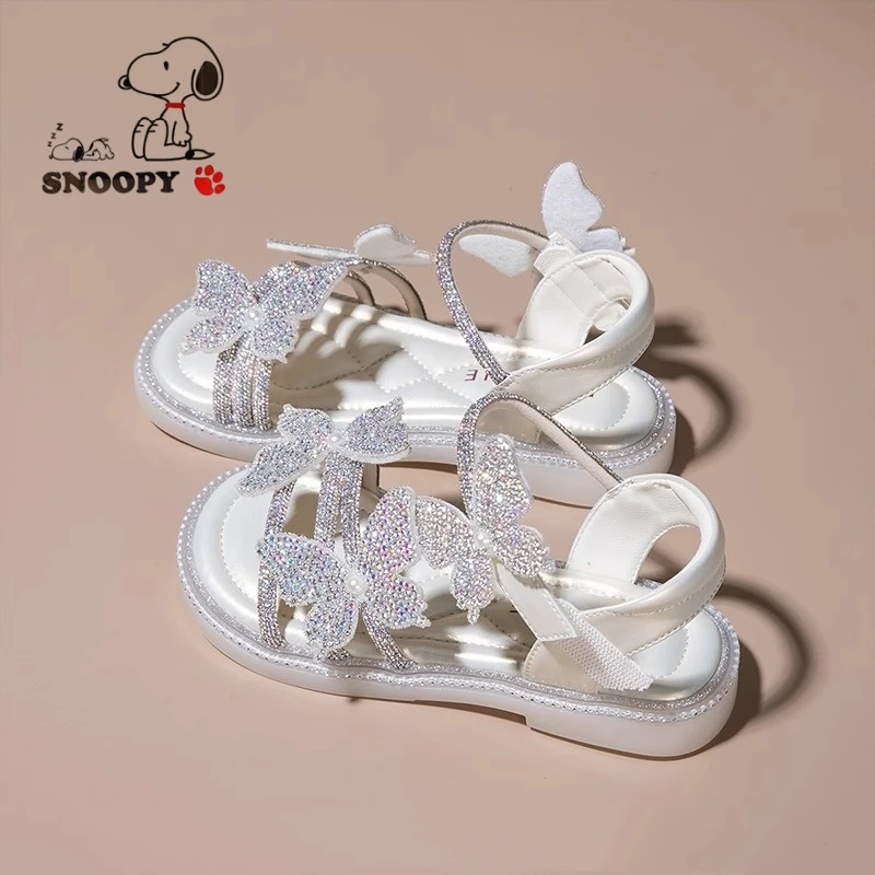 史努比女童鞋凉鞋2025夏季新款儿童鞋子软底小女孩公主夏款水晶鞋