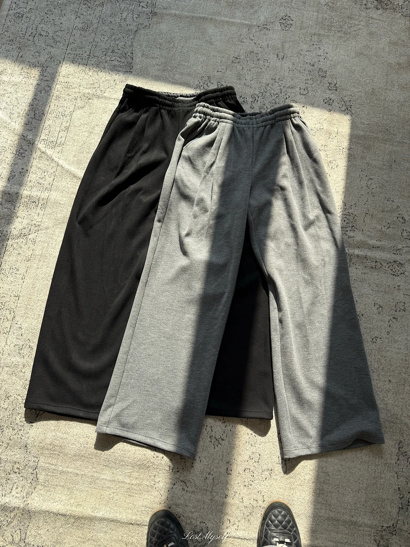 LostMyself 高级感极简绵羊毛宽松百搭直筒休闲裤卫裤 男女同款