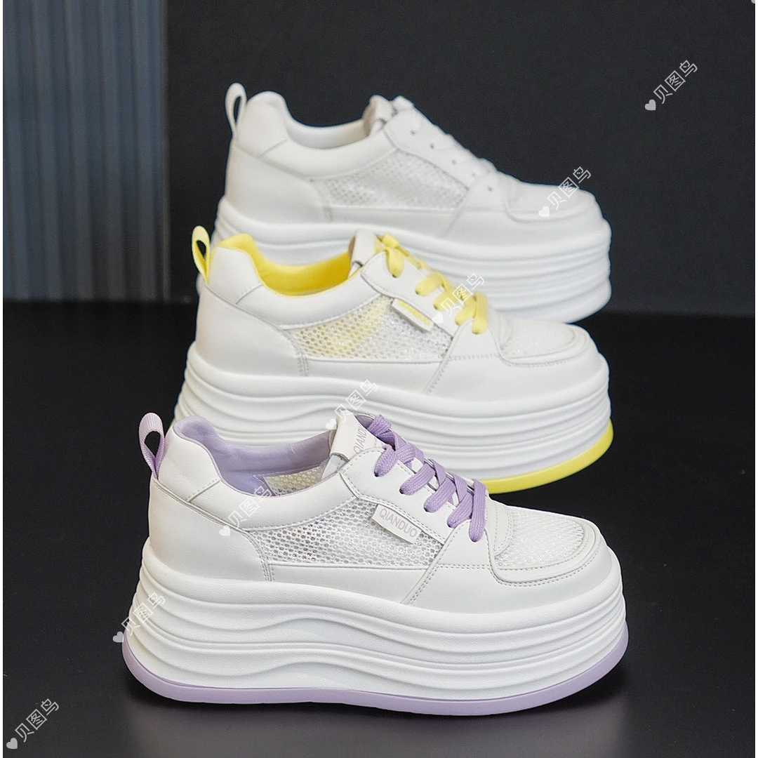 2025新款厚底小白鞋女舒适百搭休闲运动鞋小个增高面包鞋z