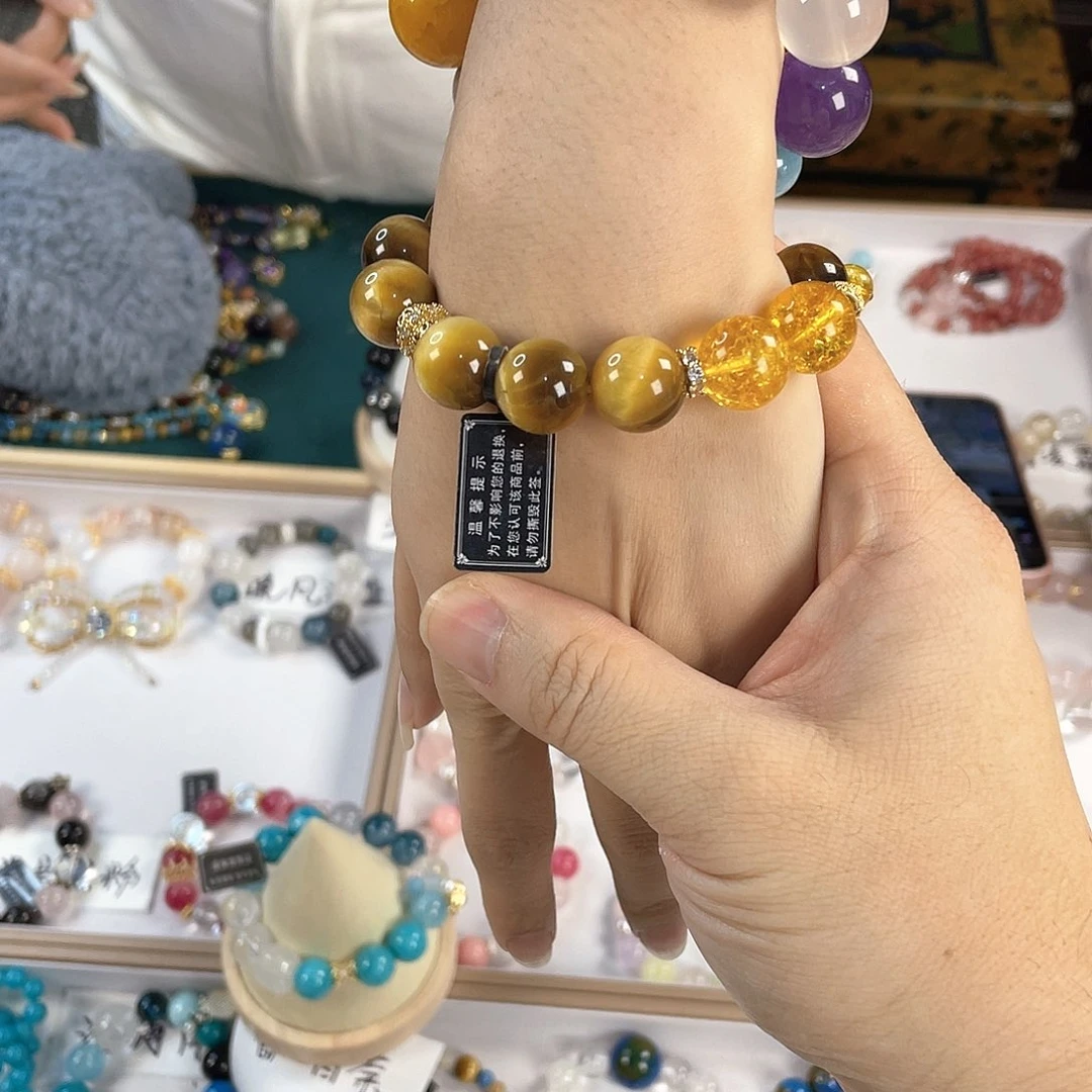 水晶手链银S925镀金镶嵌