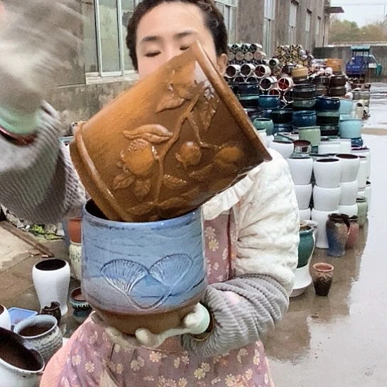 紫砂花盆瑕疵口17高17