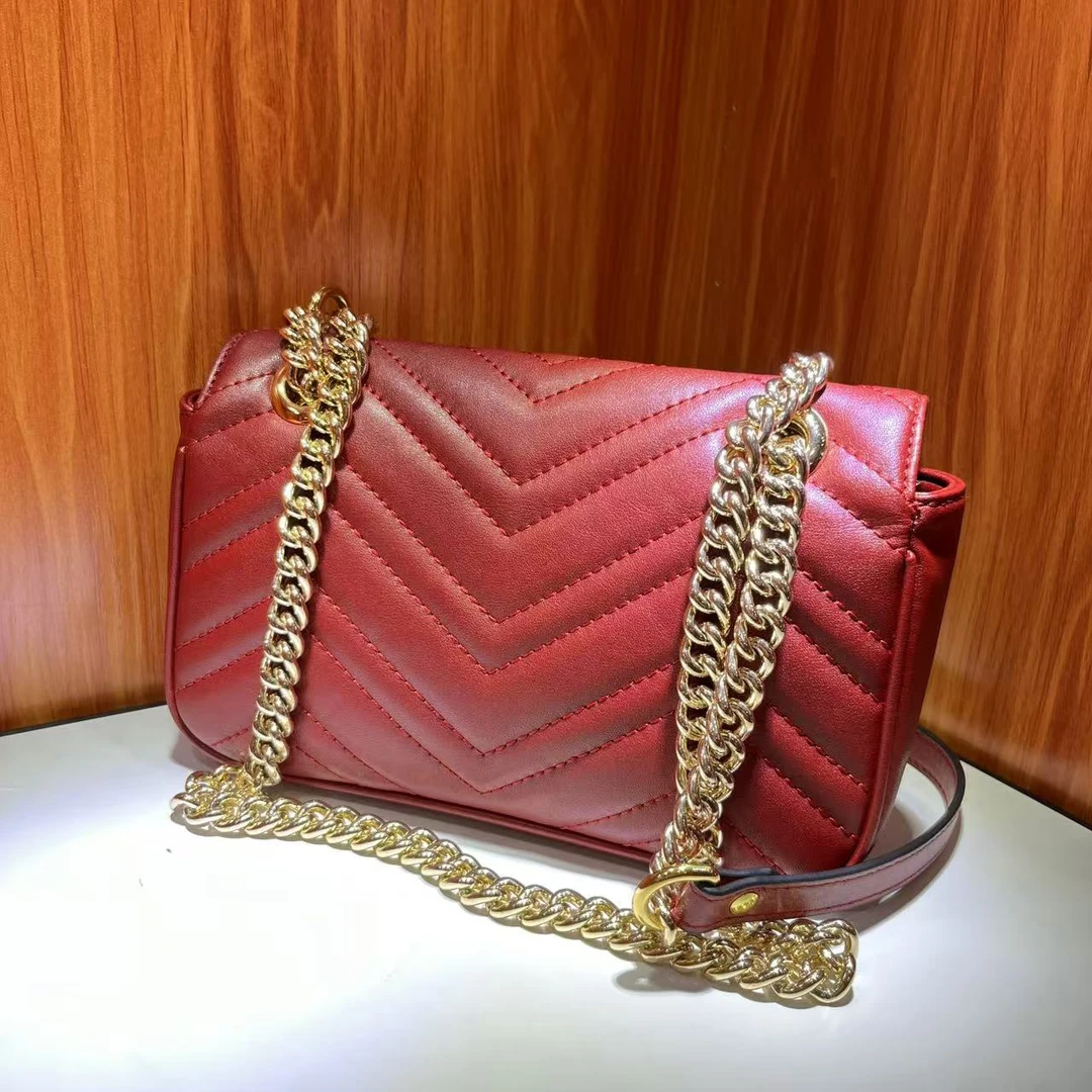 【FF】新款时尚百搭真皮斜跨单肩包22酒红 高货06