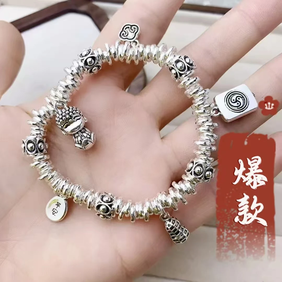 足银手链 55号-复古宝宝佛盘缠【手链】（成人款）/银