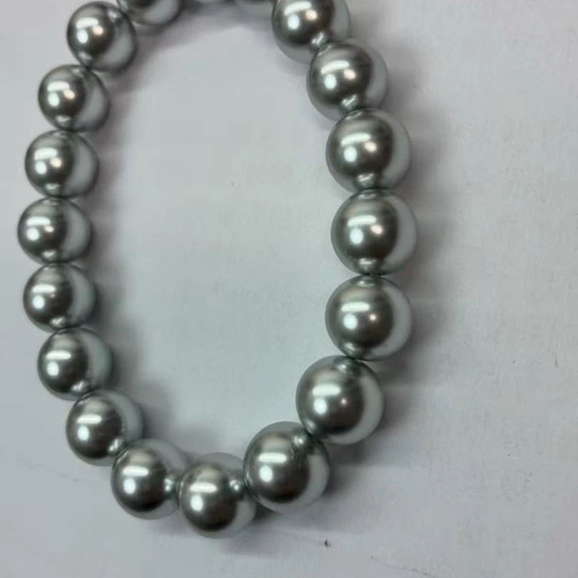 仿珍珠手链 10-11mm蓝莓紫弹力绳贝珠手链SLA103