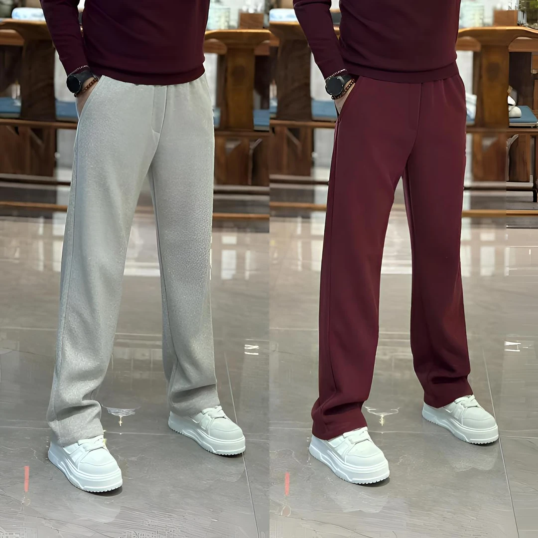 26010欧货冬季时尚百搭立体裁剪纯色直筒男士休闲裤