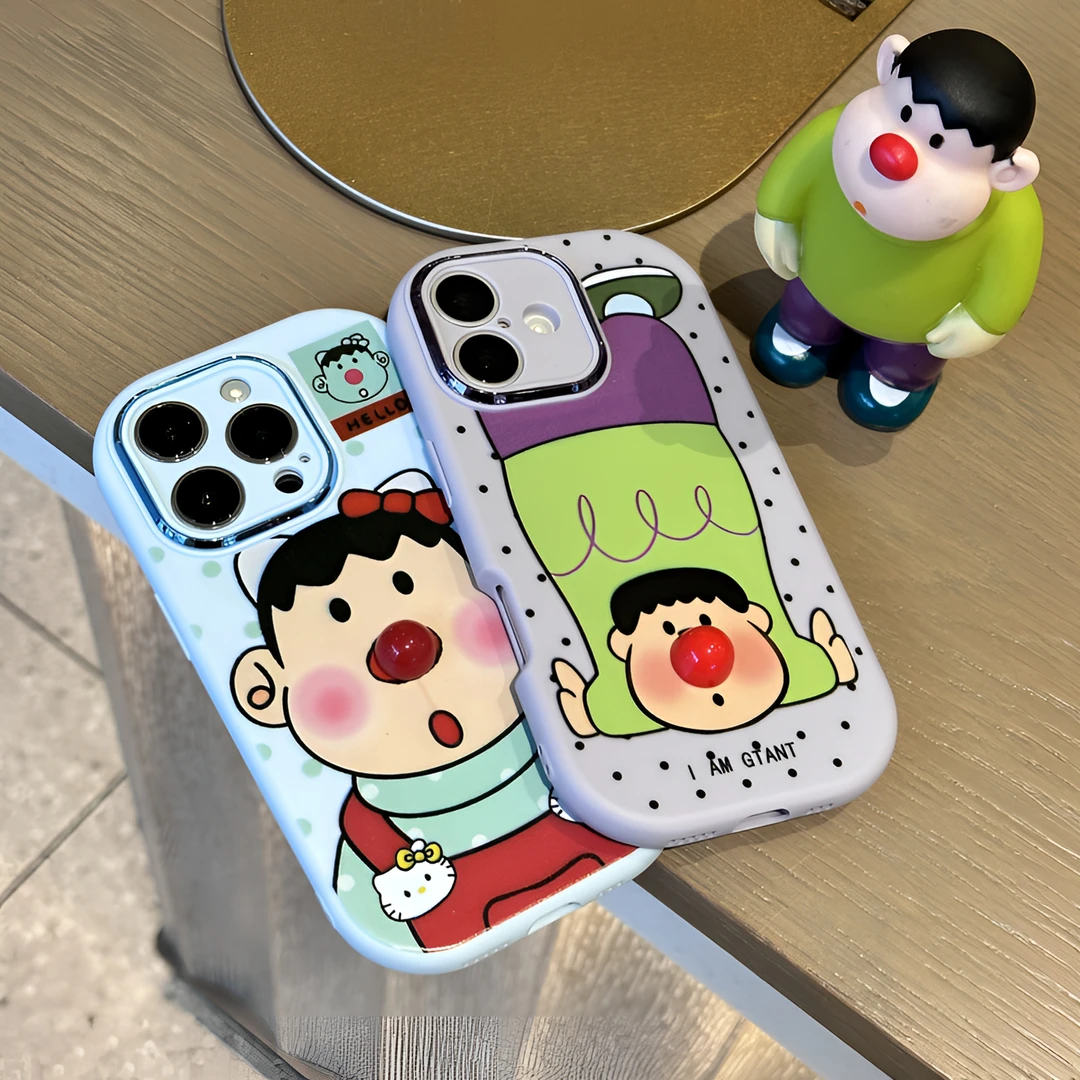 波点胖虎红鼻子适用iPhone17/15/14/13promax手机壳12/11防摔