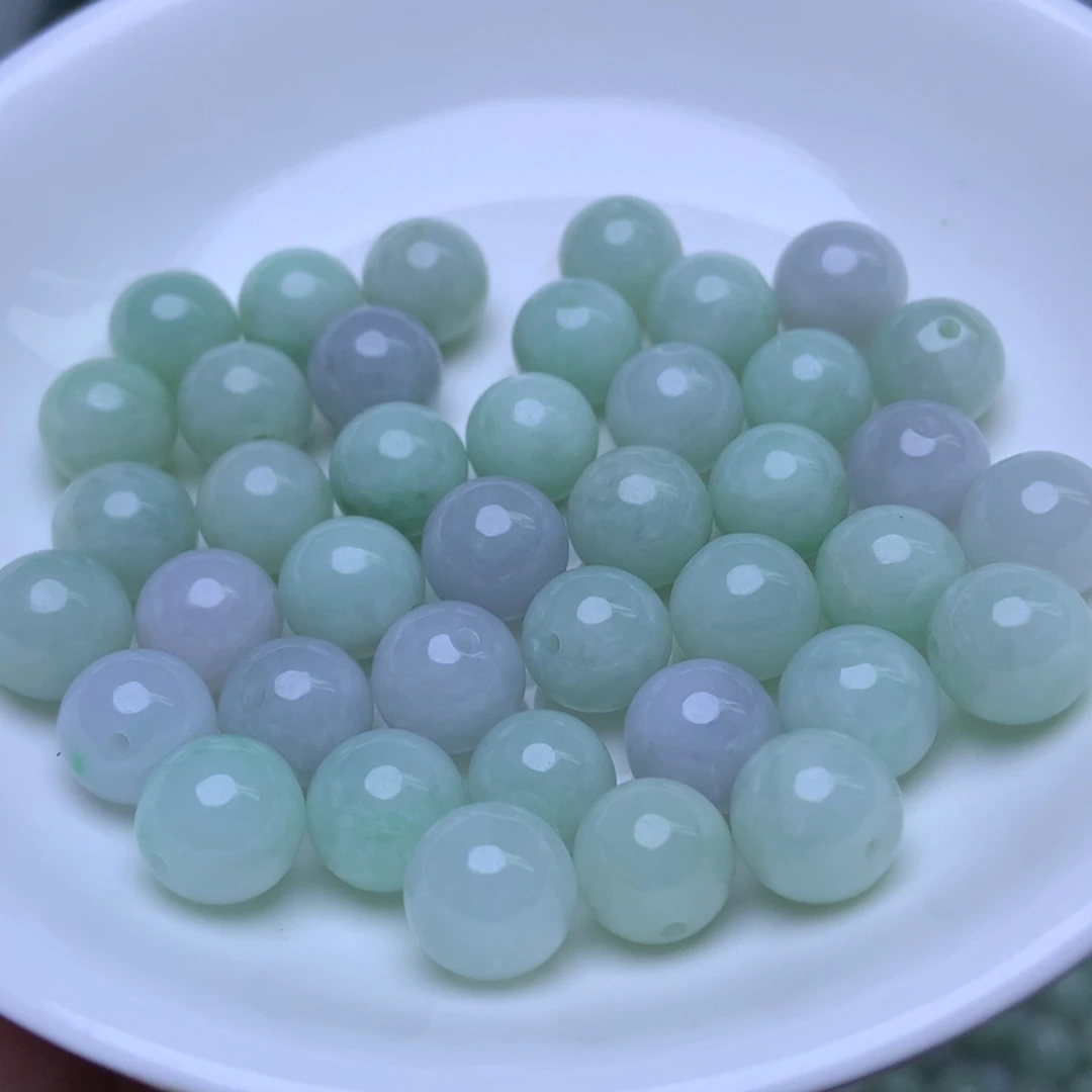 手链翡翠未镶嵌卡9.6冰紫绿10个（手链拍两单）
