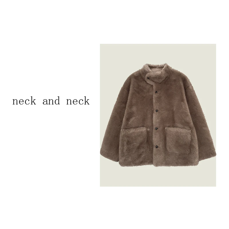 【 neck and neck 】“ 青丘雪  ” 立领皮毛一体毛茸茸软糯外套