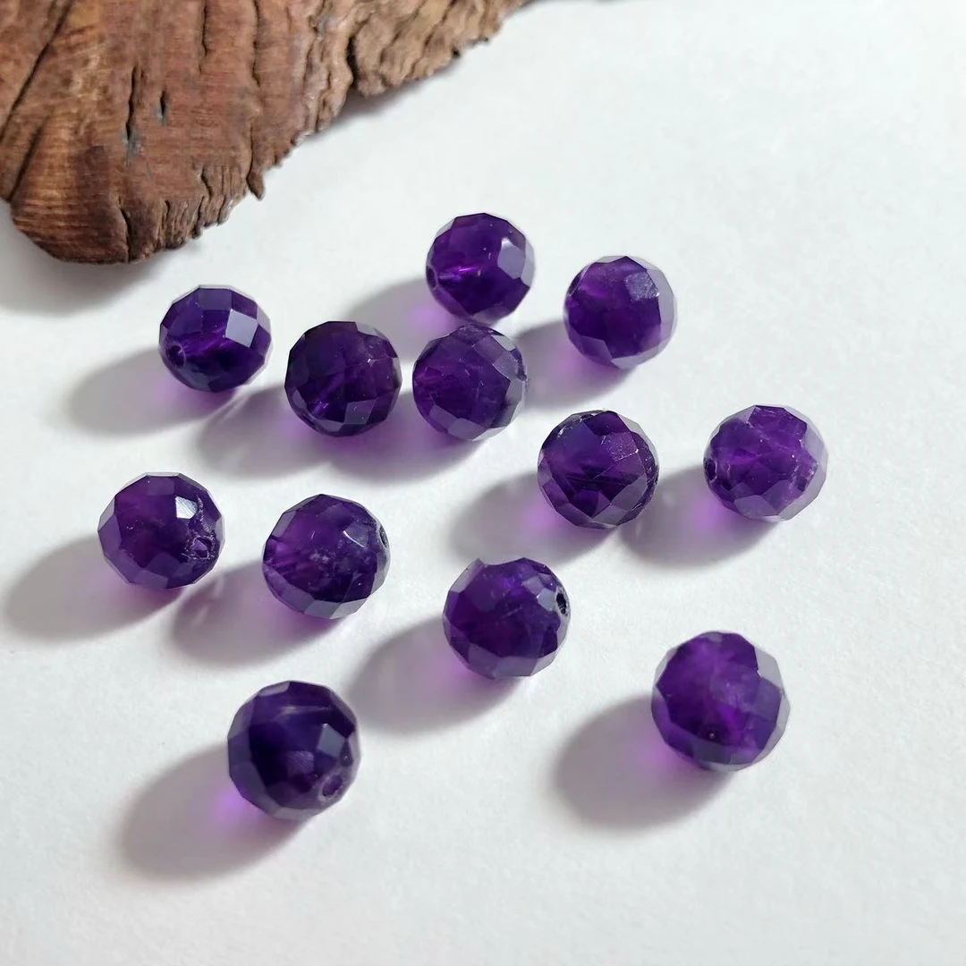 【圣芭黎】天然紫晶单珠切面圆珠8多样性发一D1426