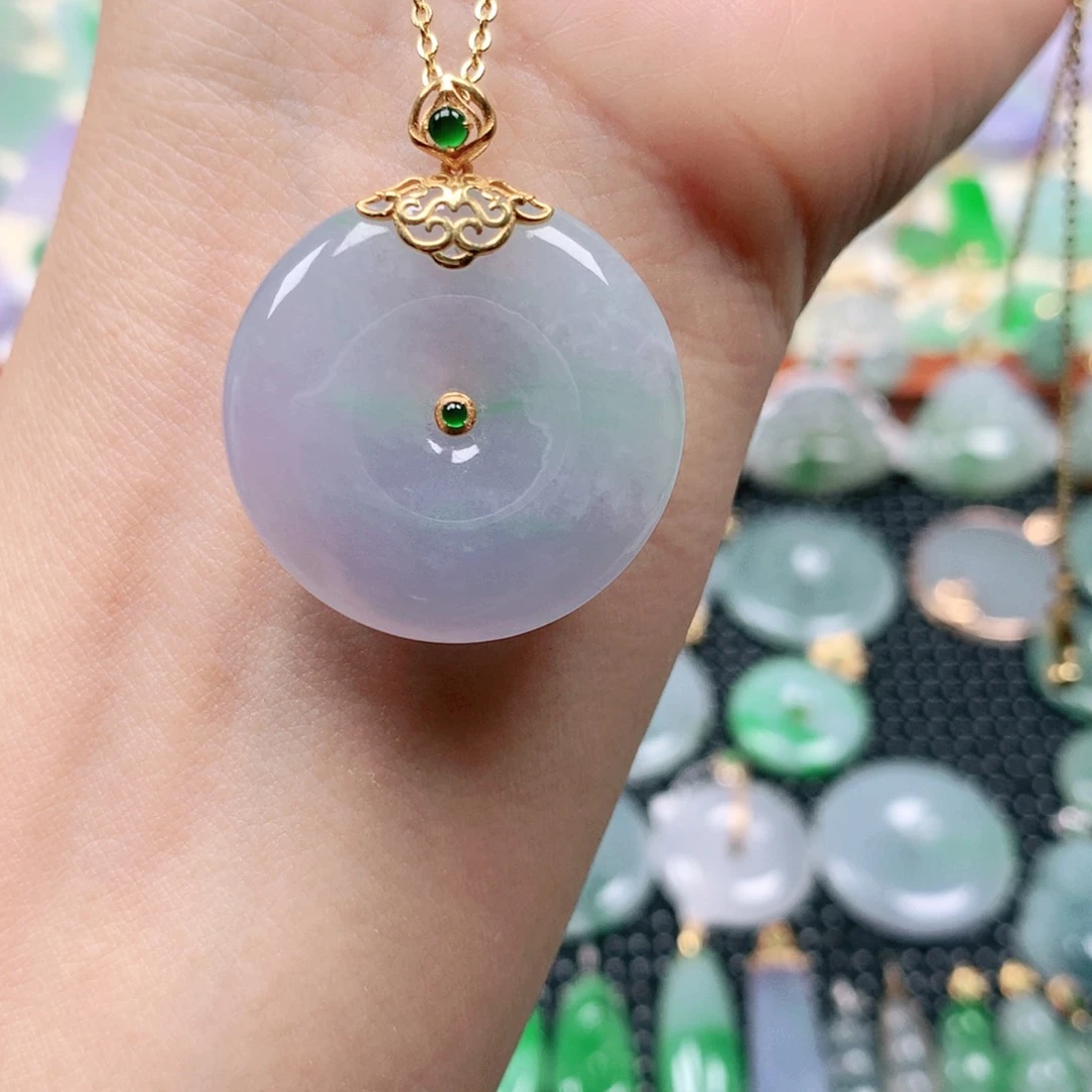 翡翠18K金镶嵌吊坠(不含链)心*