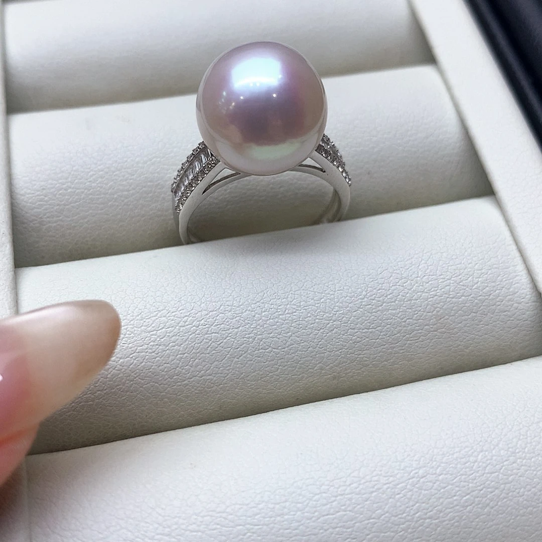 戒指银S925镶嵌淡水珍珠