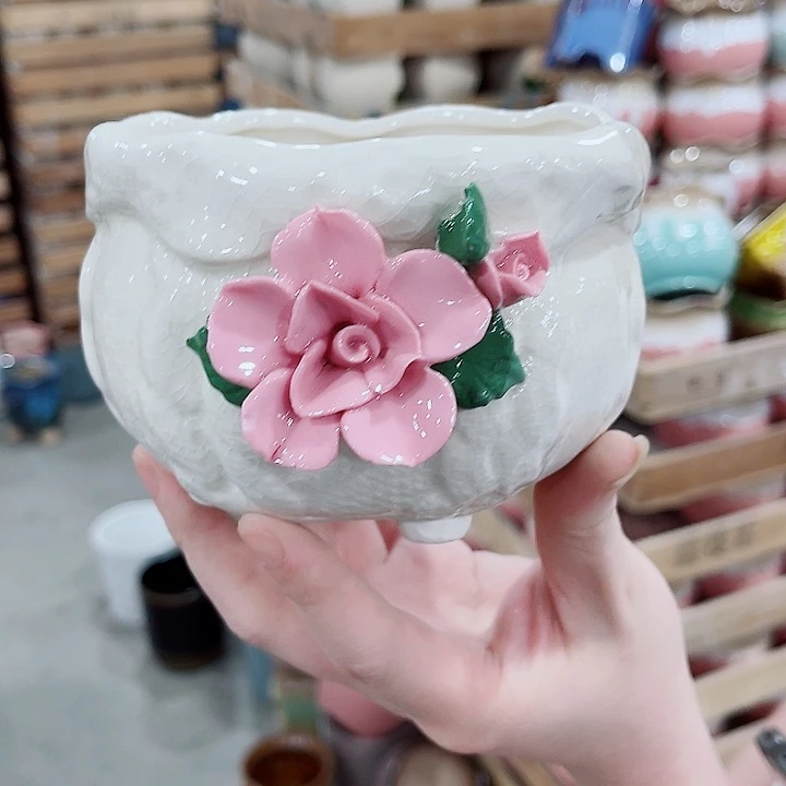 有孔，凑10元包邮陶瓷花盆发货！