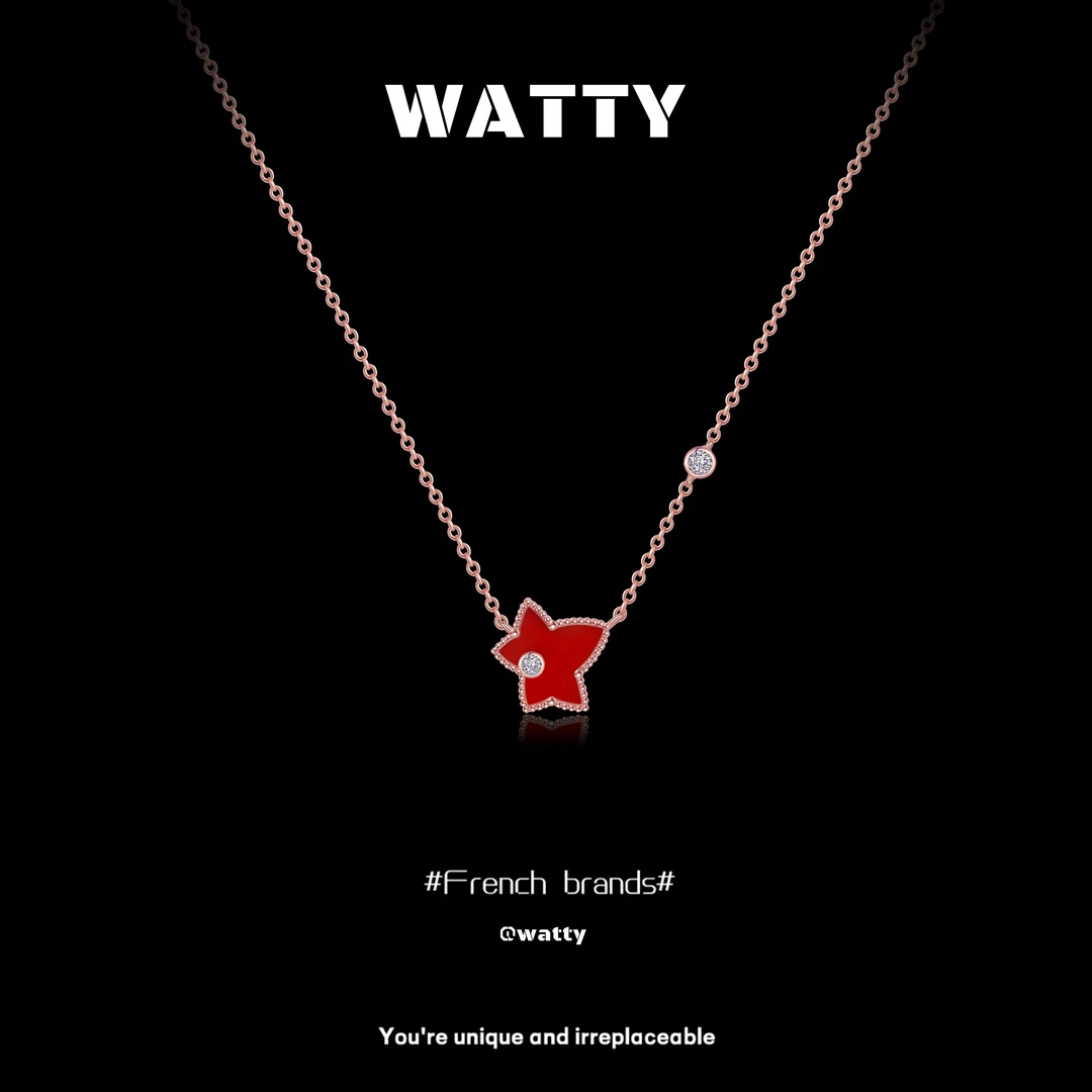 链子925银 法国WATTY「红叶」纯银项链女生锁骨链新款小众轻奢送