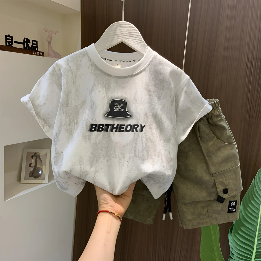 儿童装男童夏装套装韩范痞帅2025新款洋气网红短袖衣服小男孩夏季