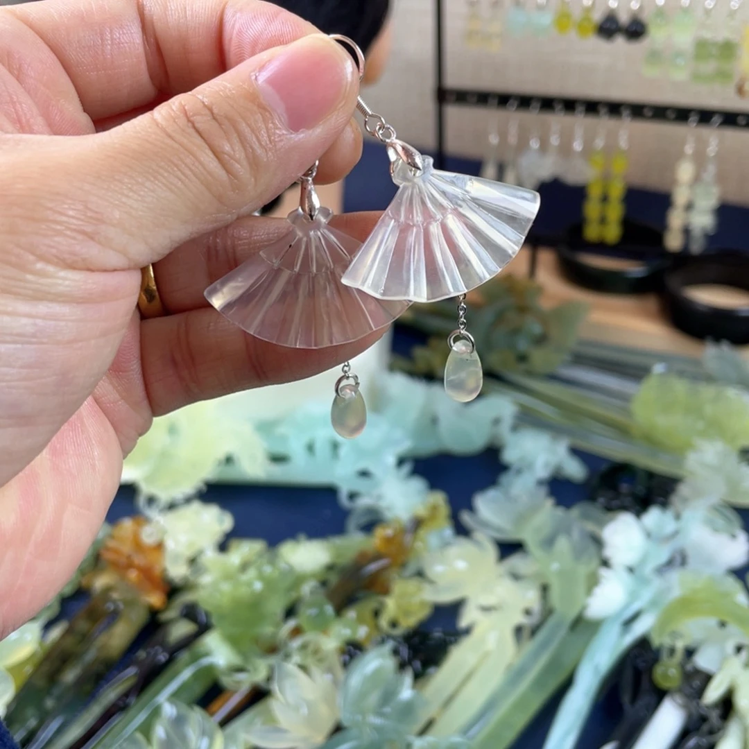 蛇纹石玉发饰未镶嵌软**糖