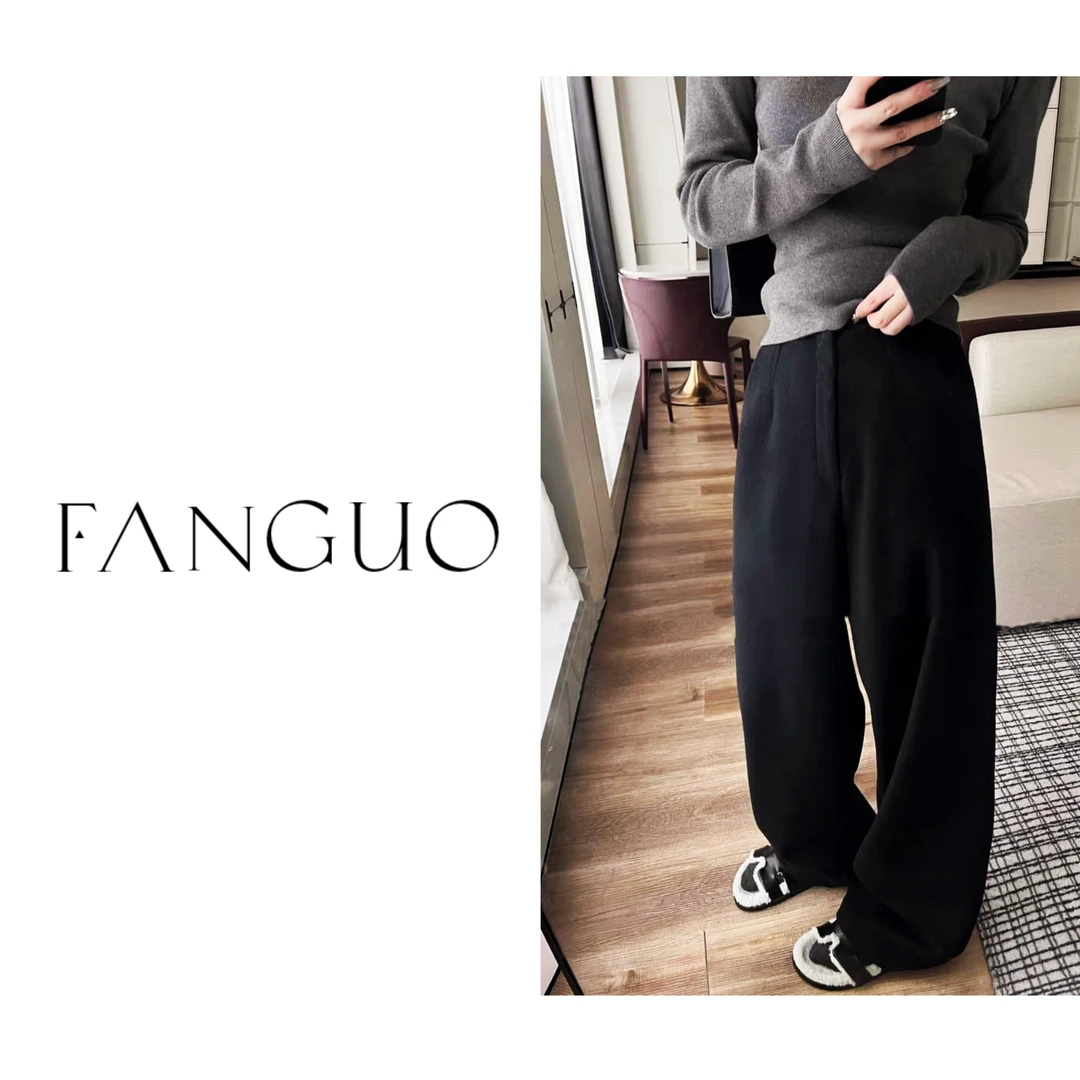 裤型贼高级！50%羊毛 立体裁剪弯刀裤毛呢西裤女秋冬加厚裤子B1158