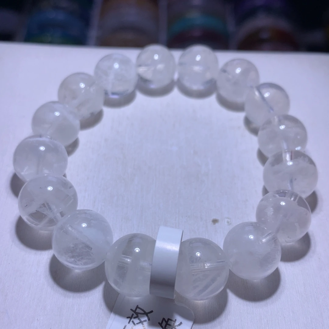 水晶手串银S925镶嵌雪花幽灵13m