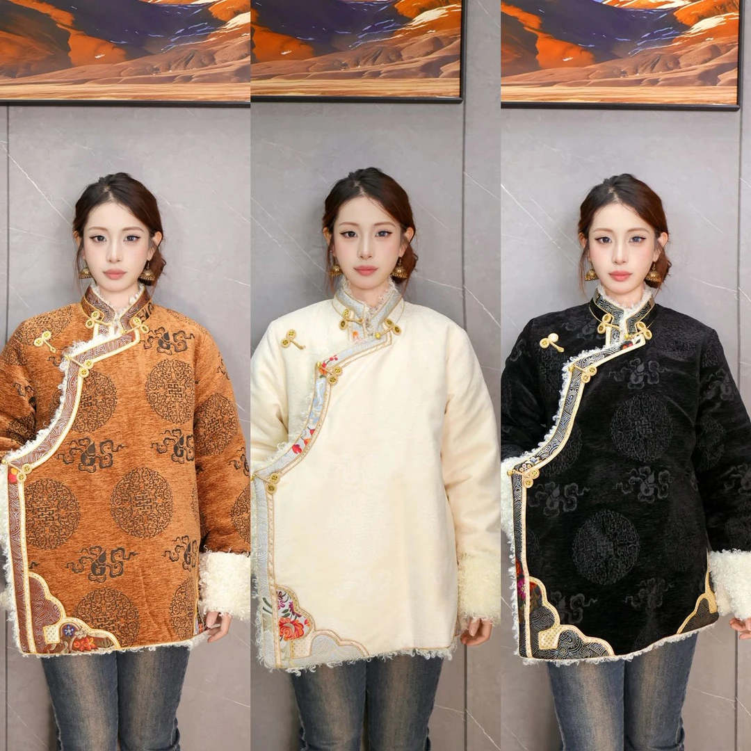 WT223加厚冬款雪尼尔加毛百搭显瘦气质民族风短款藏服外套休闲