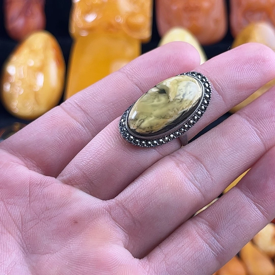 银S925镶嵌蜜蜡珠宝奇石