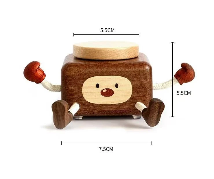 01实木旋转八音音乐盒摆件