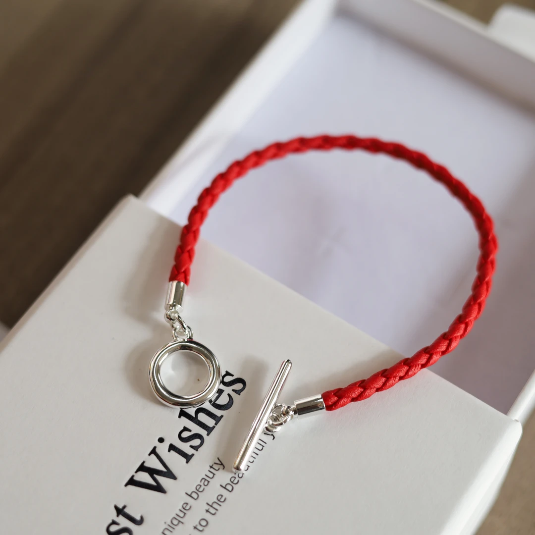 铜合金手链 新年春节礼物纯手工编织简约时尚百搭小众红绳手链