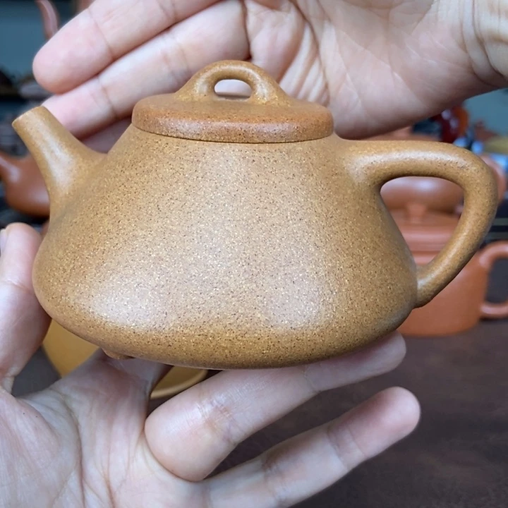 茶壶紫砂老宕口黄金段子冶石瓢壶