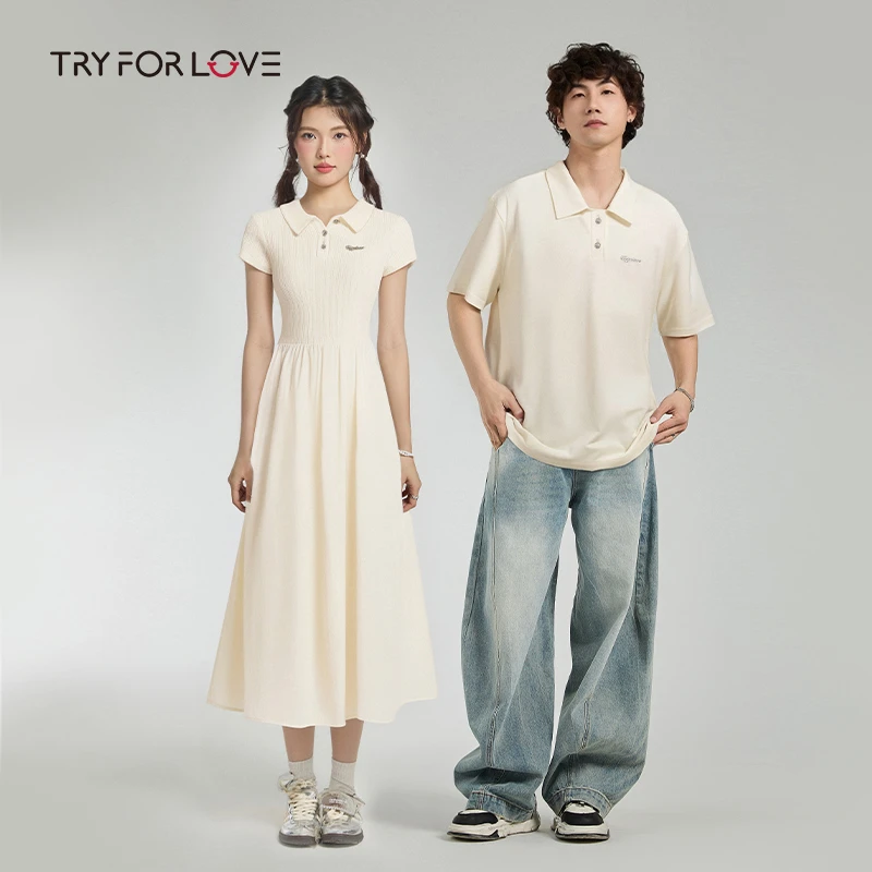 TRYFORLOVE夏季新款Polo领连衣裙修身显瘦裙子情侣装一衣一裙