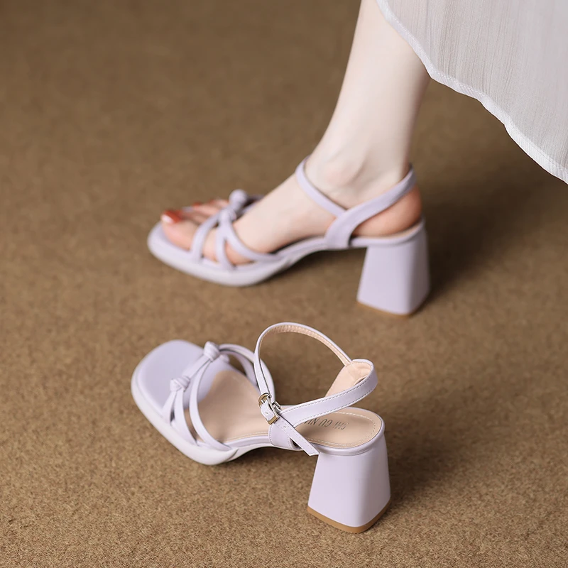 拾姑娘762-9厚底防水台粗跟百搭夏仙女风露趾凉鞋一字带高跟女鞋