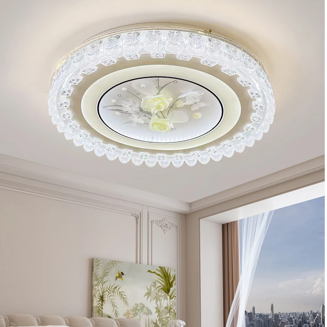 新款中山灯具护眼led吸顶灯家用卧室主卧灯语音遥控圆形房间灯