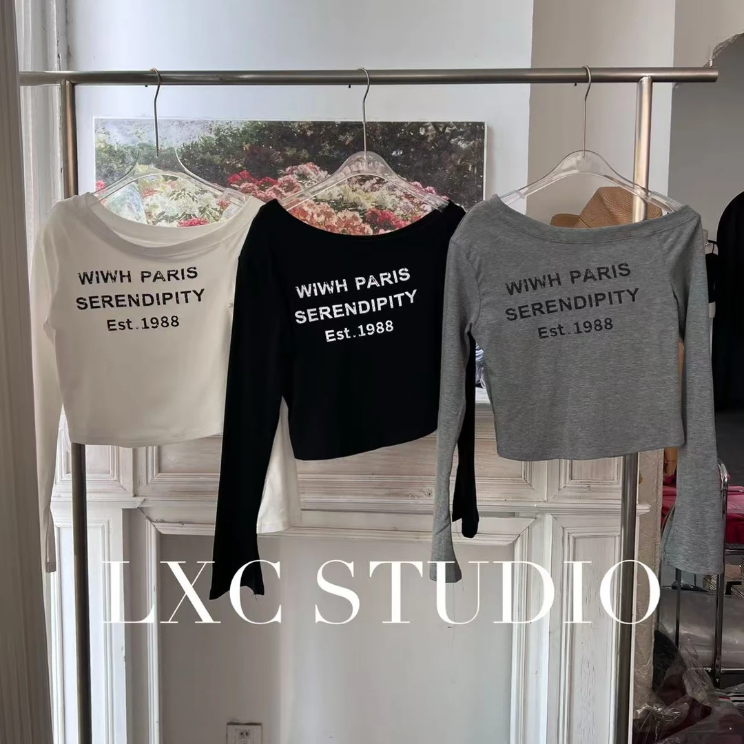 YA-斜肩设计·1988字母印花垫肩打底【828】运输有褶皱