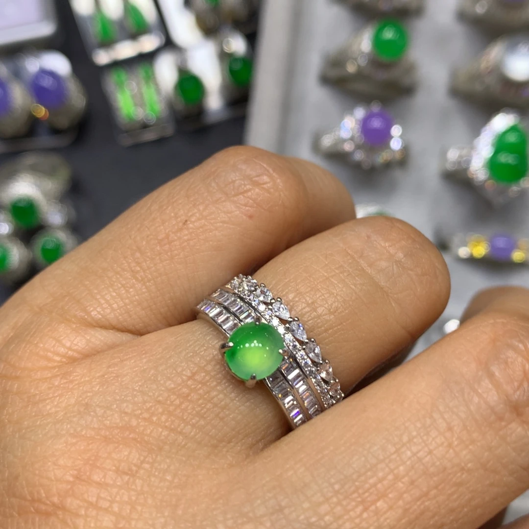 定制翡翠银S925镶嵌时尚买断不退