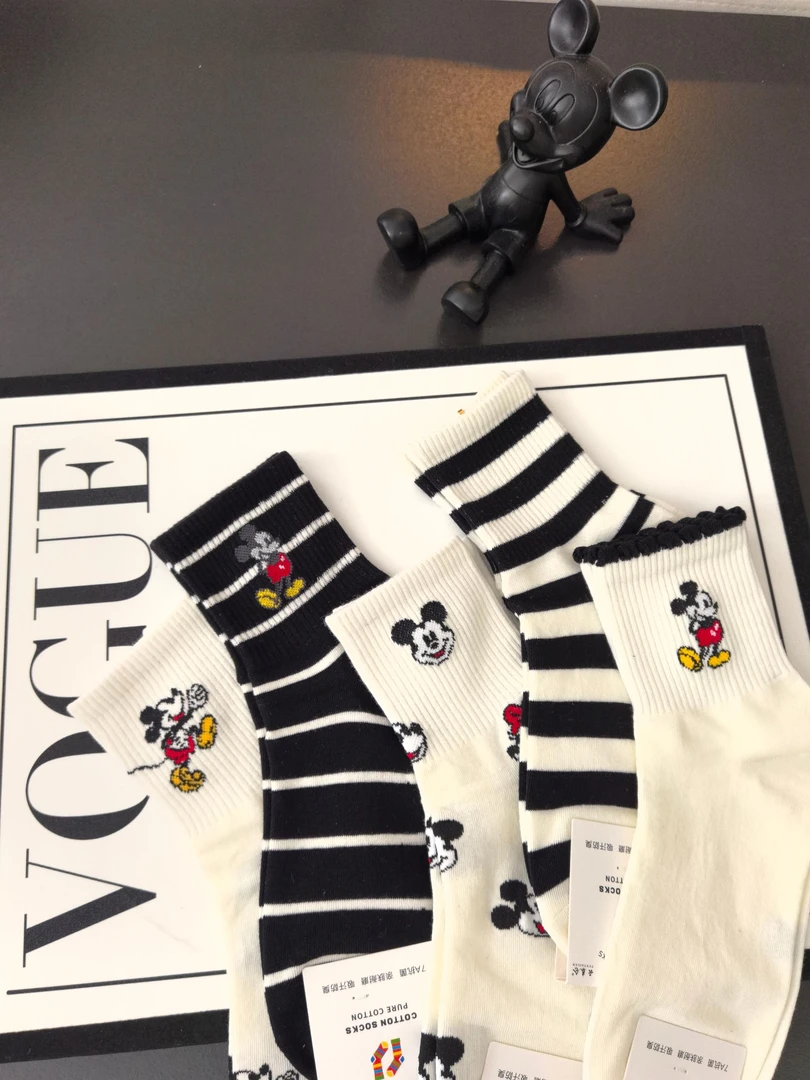 《春款米奇》女中筒袜长筒可爱日系中筒ins潮长筒袜春夏棉女款
