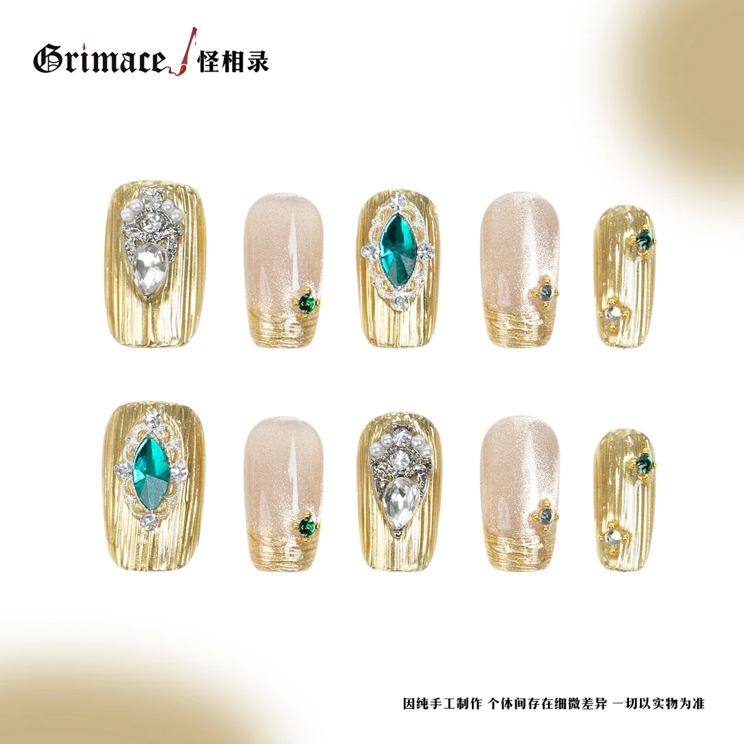 【万贯金】怪相录新年系列纯手工穿戴式美甲/金色布切拉提/财运加持