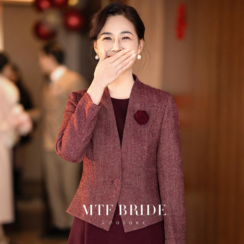 满庭芳华【茂棠】妈妈婚宴礼服喜婆婆高端婚礼假两件大气修身显瘦