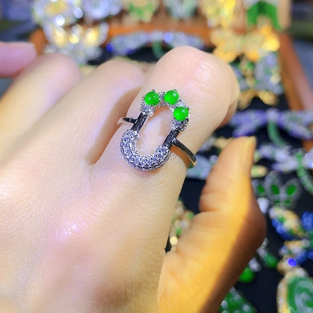 吊坠(不含链)银S925镶嵌翡翠