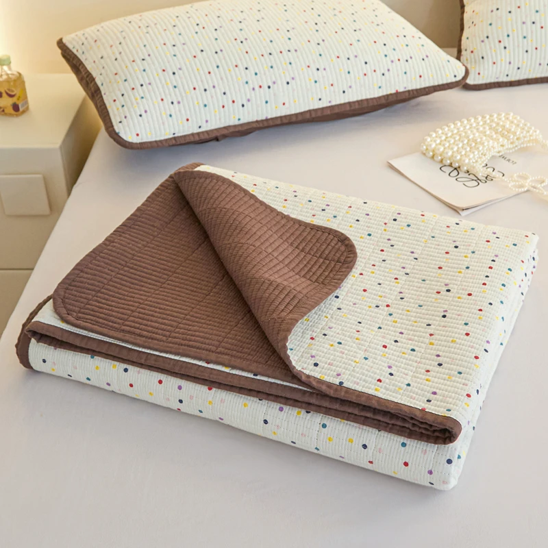 双面全棉床盖2024新款A类纯棉加厚夹棉小清新炕盖四季通用单件