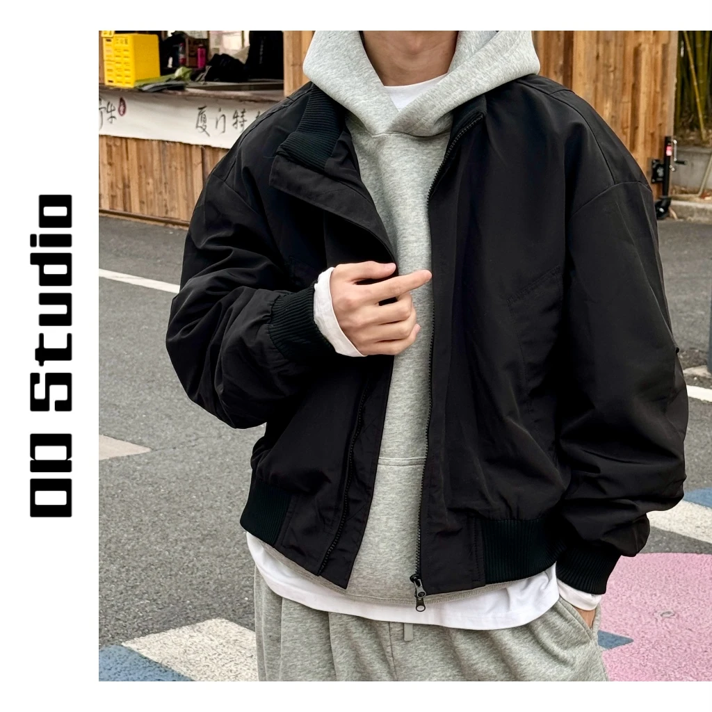 OUSTDAWN春秋廓型短款宽松cleanfit飞行夹克潮流外套ins百搭潮男