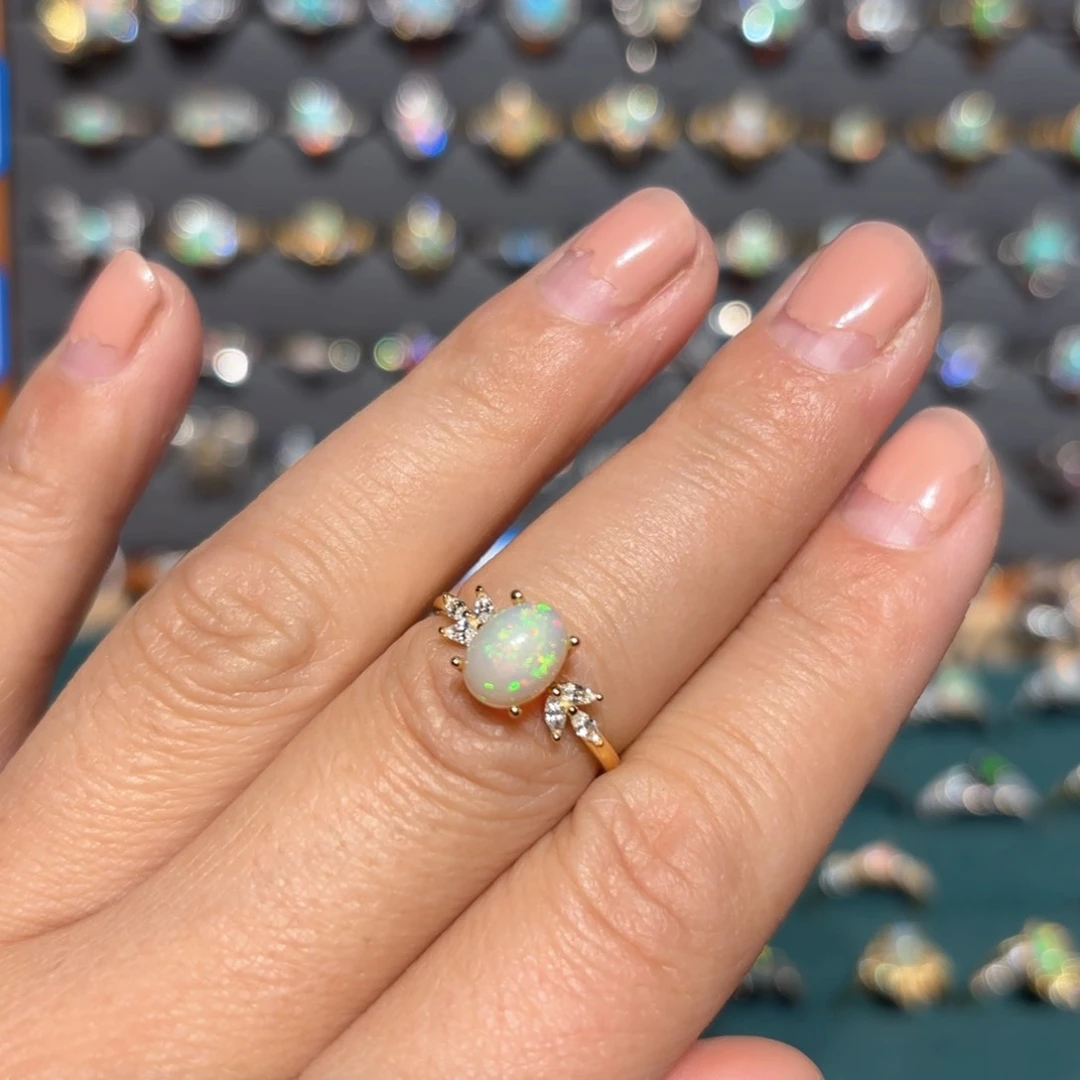 欧泊戒指银S925镶嵌欧泊戒指