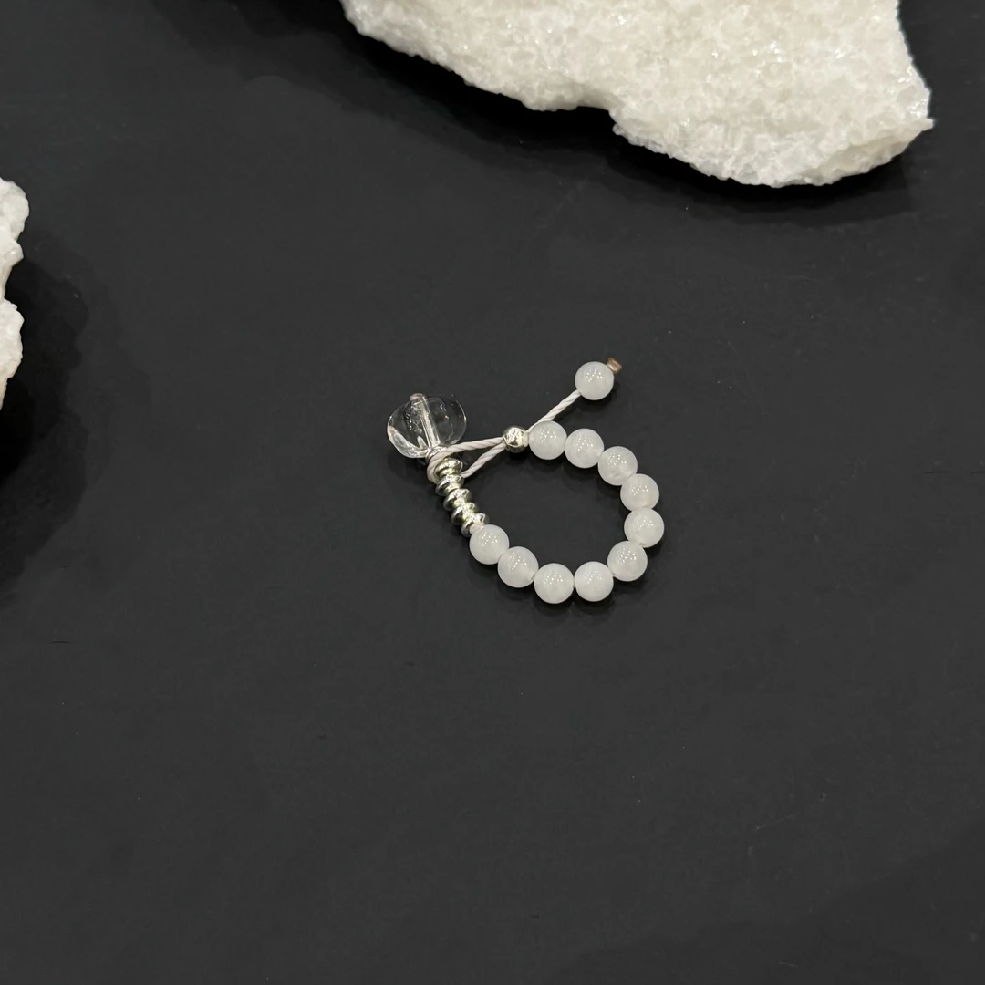 【直白】原创小众和田白玉白色轻奢时尚百搭简约手工个性气质戒指