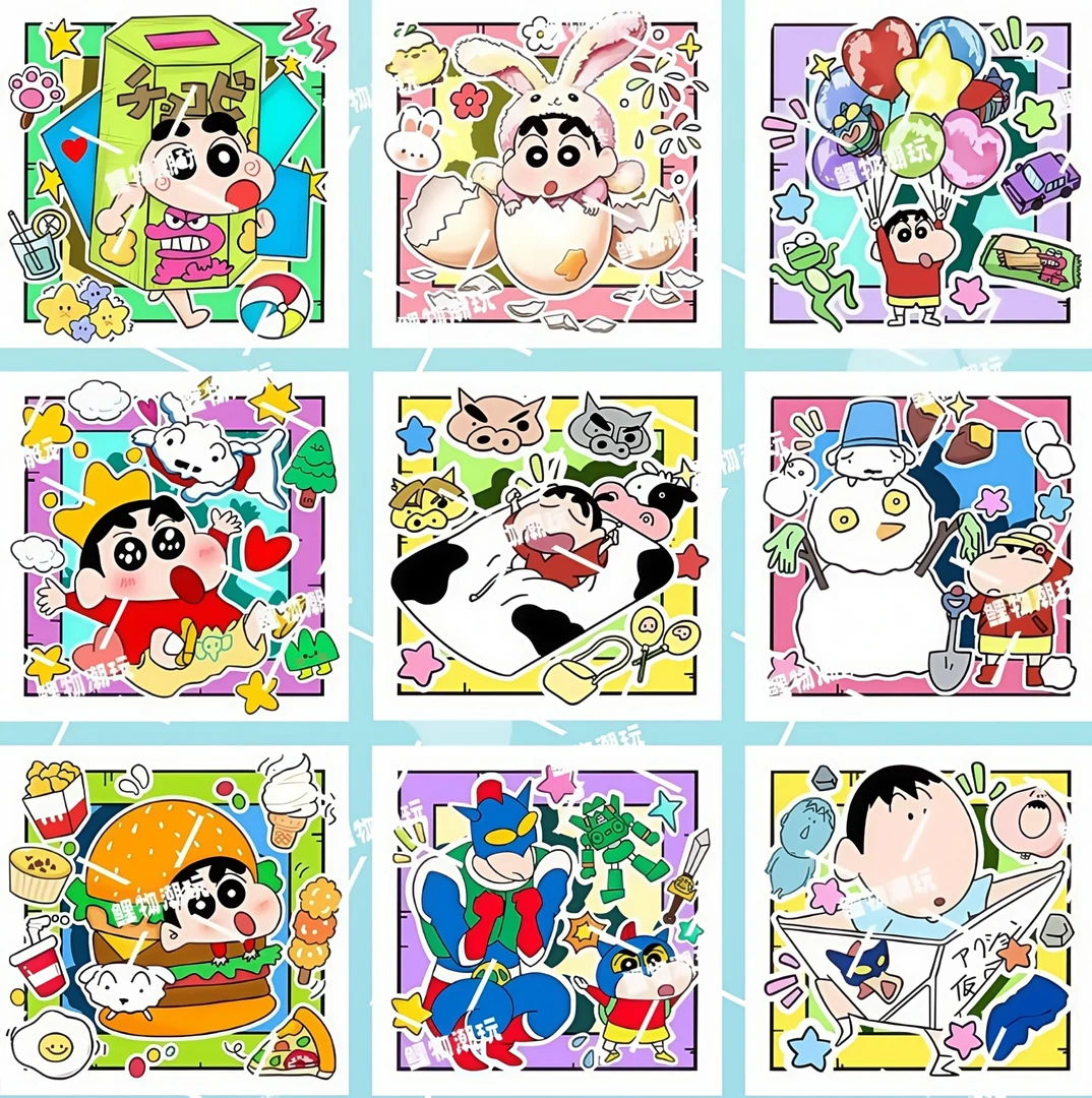 潮玩蜡笔小新木质三层3D立体款滴胶磁吸冰箱贴8*8*0.9cm 默认代拆