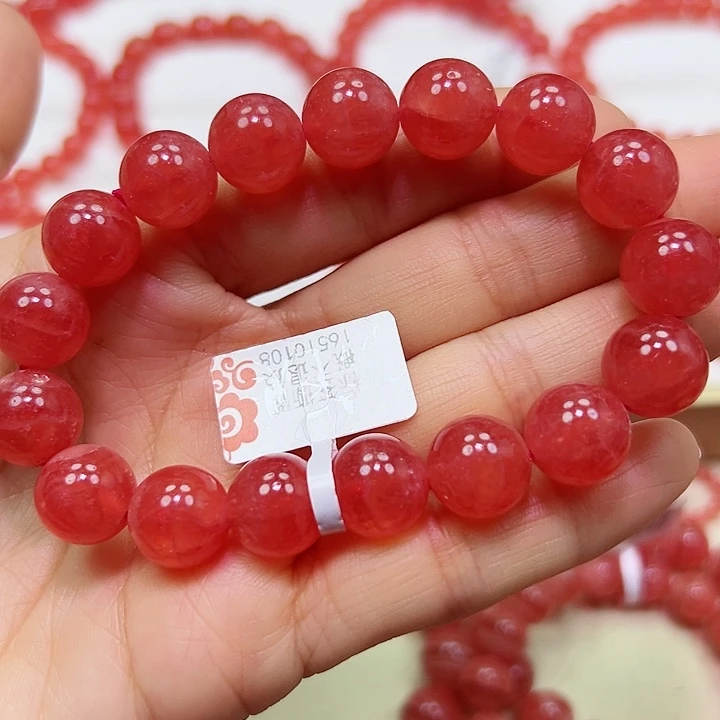 菱锰矿（红纹石）手串未镶嵌小***笑