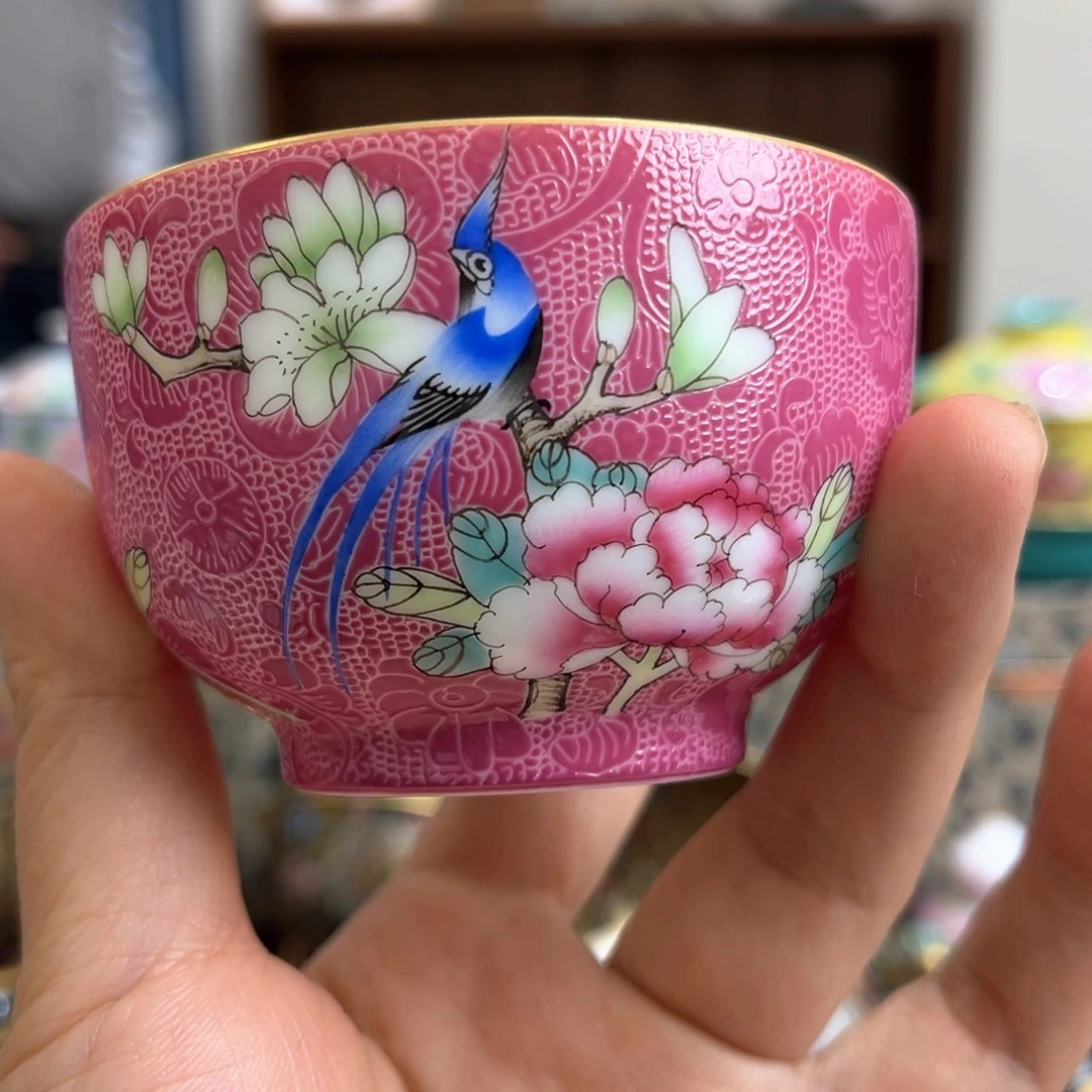 全手工全手绘耙花杯